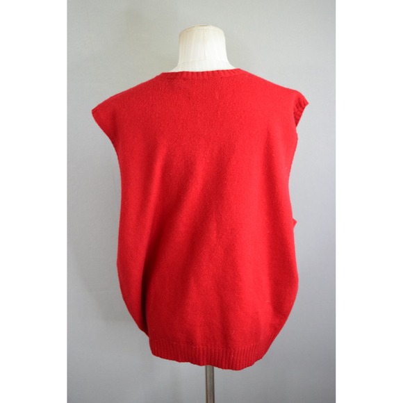 Polo Ralph Lauren Sweater Vest XXL Red Lambswool V-Neck Mens Preppy Pony Logo - Picture 3 of 4
